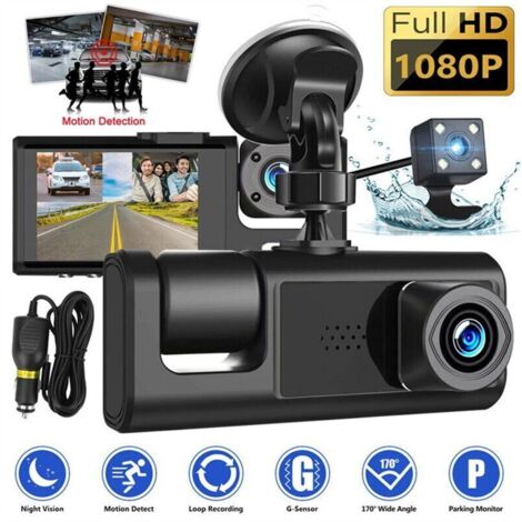 Caméra Surveillance Intérieur Extérieur 3 en 1 Dash Cam 1080P 2 Pouces Écran Enregistreur Universel pour Voiture Taxi - AUTRES