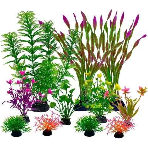 11 Pièces Plantes Artificielles pour Aquarium et Terrarium, Décoration Aquatique Verte-AUTRES