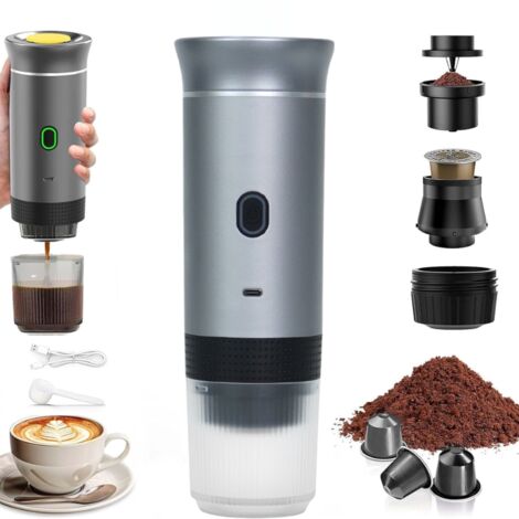 Machine à Café Portable 3 en 1 pour Voyage, Chauffage Rapide 12V, Auto-Chauffage 4-6 Min, Compatible Grandes Capsules et Café Moulu, Idéal Camping Bureau Maison Voiture - AUTRES (1/5)