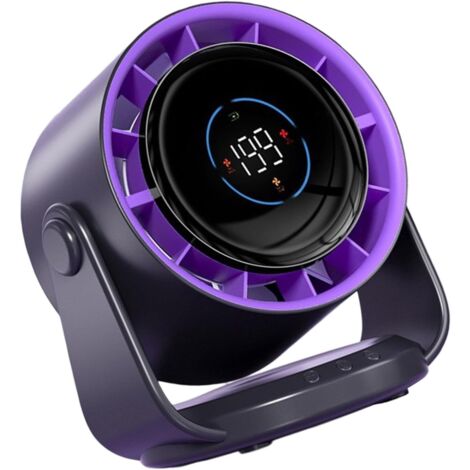 Ventilateur Multifonctionnel 4000mAh avec Affichage Numérique Puissant pour Bureau Voyage et Intérieur Abs Texture Parfaite Violet - AUTRES (1/5)
