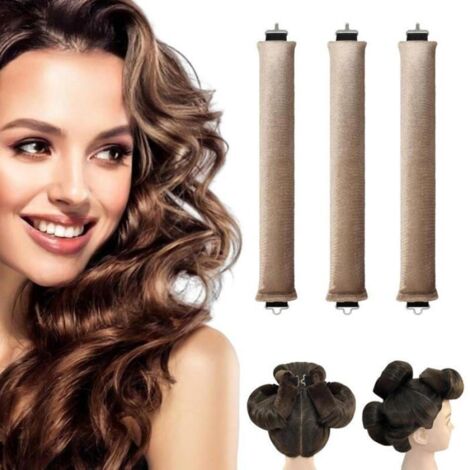 Bigoudis Flexibles Sans Chaleur Pour Cheveux Tous Types - 3 Pièces Avec Crochet Pour Boucles Naturelles La Nuit - Kaki - AUTRES (1/5)