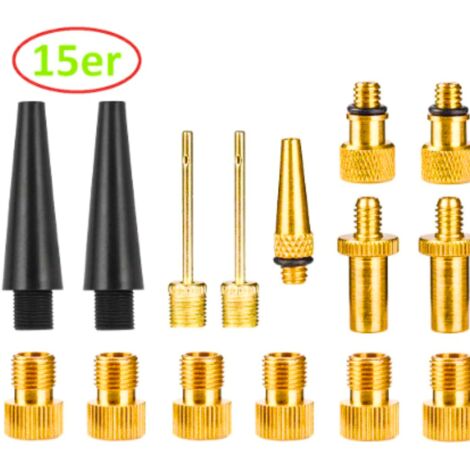 Adaptateur Valve Vélo 15 Pièces avec Aiguille Bille pour Pompe Air Standard - AUTRES (1/5)