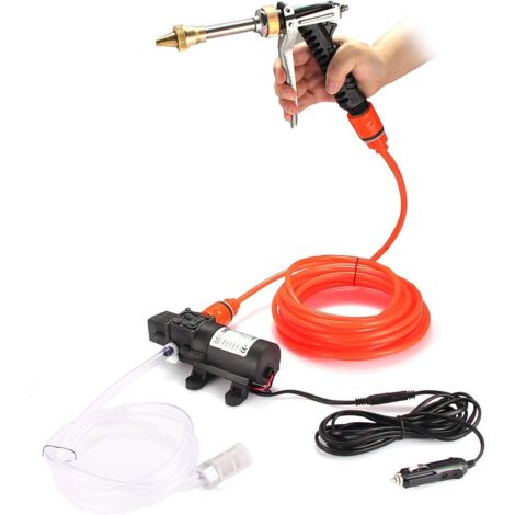 Pompe à Eau Haute Pression Portable 130PS 12V 80W pour Nettoyage de Voiture et Pneus Kit de Lavage avec Pistolet - AUTRES (1/4)