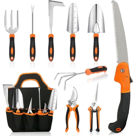 Ensemble 10 Pièces Outils de Jardin Professionnels pour Hommes et Femmes - Pelles, Râteaux, Bêches Idéals pour Jardinage et Potager-AUTRES (1/4)