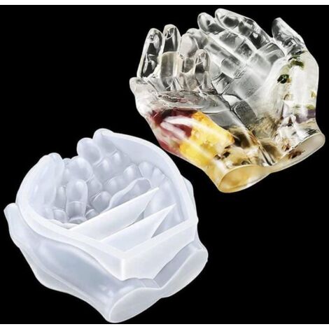 Moule en Silicone pour Résine Époxy Double Main 3D, Idéal pour Moulage de Bougeoirs - AUTRES (1/5)