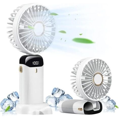 Ventilateur Portable Mini Rechargeable USB 5 Vitesses LED Pliable Silencieux pour Bureau Chambre Extérieur et Voyage Blanc - AUTRES (1/5)