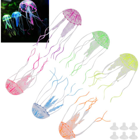 Décoration Aquarium Artificielle Méduses Fluorescentes Miniature - Ensemble de Six Couleurs Diverses-AUTRES (1/5)