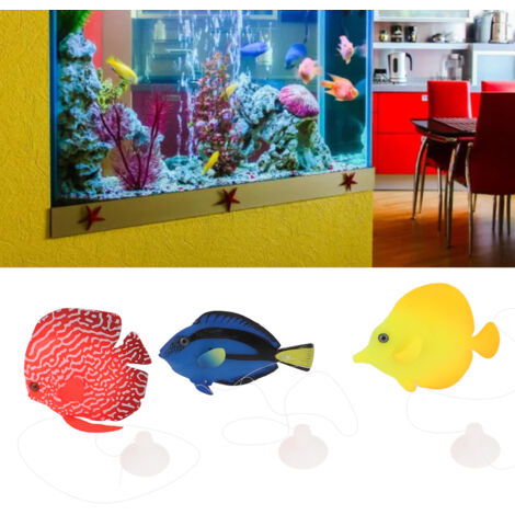 Décoration Aquarium 3 Pièces Poissons Artificiels Luminophores Réalistes pour Paysage Aquatique en Silicone -AUTRES (1/5)