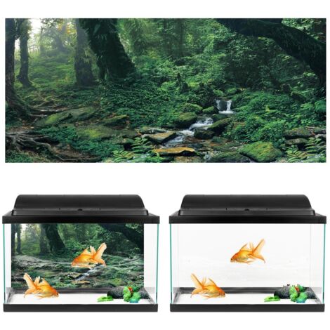 Papier Peint Aquarium PVC pour Fond de Bac avec Motif Rivière et Forêt ...