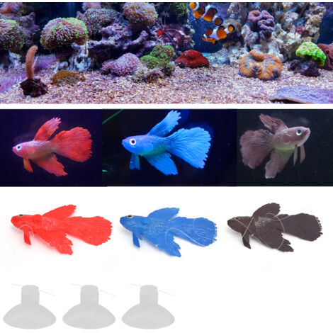 Poissons Artificiels Réalistes Décoration Aquarium Silicone Écologique Couleurs Vives Poissons Combattants Ensemble de 3 Pièces-AUTRES