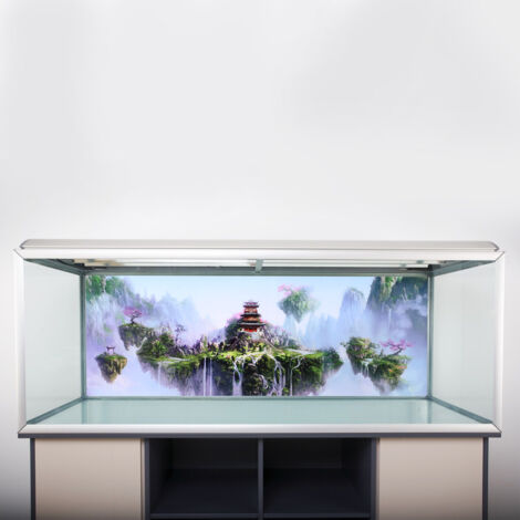 Décoration de Fonds d'Aquarium Papier Peint PVC Château dans le Ciel 122x50cm - AUTRES (1/5)