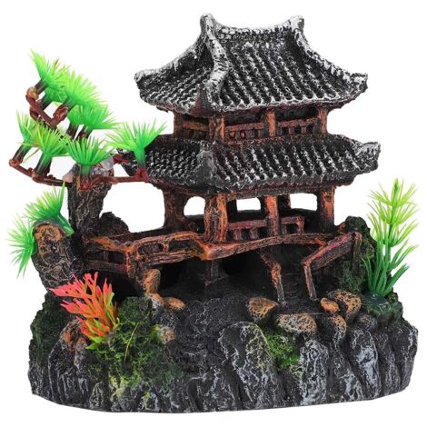 Décoration Aquarium Terrarium Paysage Artificiel Pagode et Pin de Suzhou pour Poissons Reptiles - AUTRES (1/5)