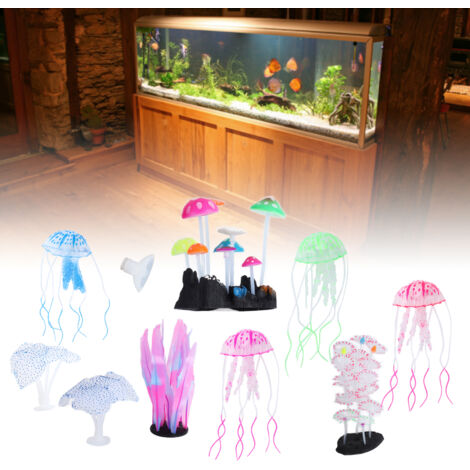 Décoration d'Aquarium avec Effet Fluorescent - 9 Pièces de Coraux Réalistes en Silicone pour l'Aquariophilie-AUTRES (1/5)