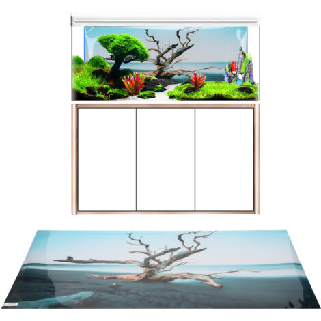 Papier Peint 3D Aquarium PVC pour Fond de Tank Poisson - Image Arbre Sec Ciel 91x50CM - AUTRES