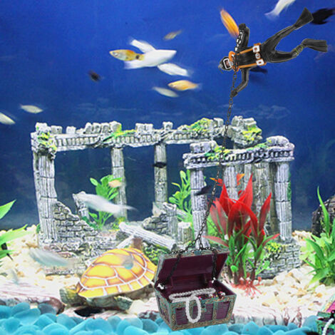 Décoration Aquarium Paysage Aérateur Trésor Chasseur Grenouille Noire - AUTRES (1/5)