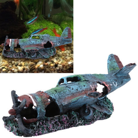 Décoration d'Aquarium Paysage Arrière-Plan Épave d'Avion Résine Artisanat Ornements Miniatures-AUTRES (1/5)