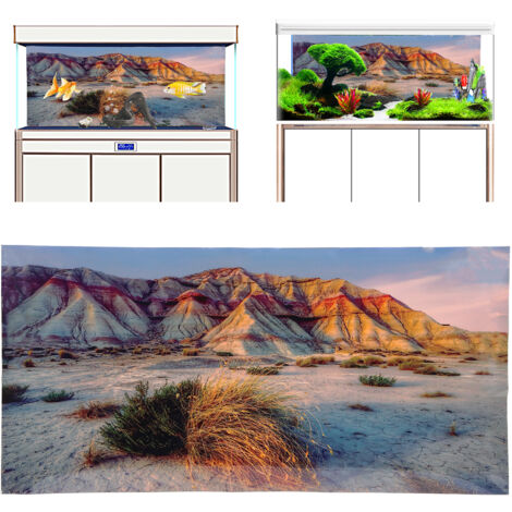 Papier Peint Aquarium 3D PVC pour Décoration de Fond avec Motif Montagnes et Désert 91x50cm - AUTRES