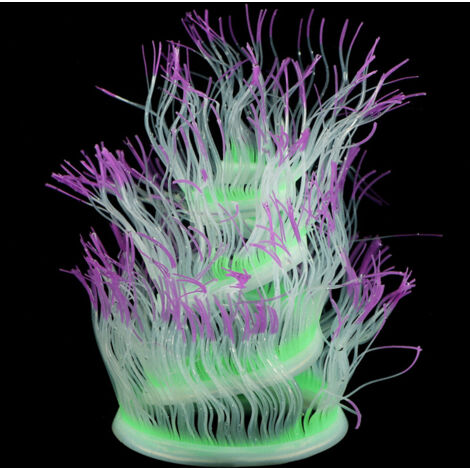 Décoration d'Aquarium en Silicone Corail Artificiel Anémone pour Paysage Aquatique 50CM Violet - AUTRES (1/5)