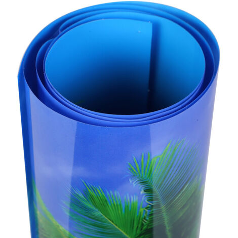 Décoration Aquarium Autocollant Double Face Motif Floral Paroi Aquatique Style Côte Ensoleillée 91x50CM - AUTRES (1/5)
