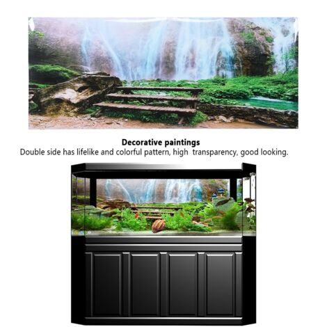 Papier Peint Aquarium Fond de Scène PVC Jungle Cascade 61x30 cm - AUTRES