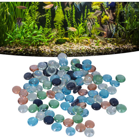 Pierres de Paysage pour Aquarium, Perles de Verre Bleu en Forme de Cachou, Cristaux Décoratifs 500g - AUTRES (1/5)