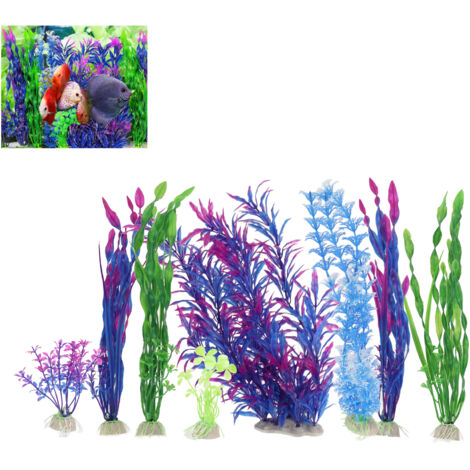 Décoration Aquarium Plantes Artificielles 8 Pièces Assorties pour Aquariophilie Faux Végétaux Résistants - AUTRES (1/5)