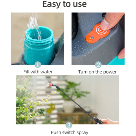Pulvérisateur Électrique Porté 8L avec 2 Modes de Pulvérisation, Verrouillage Automatique, Buse 2 en 1 et Tasse Dosatrice - Gris Bleu Rechargeable-AUTRES (1/2)