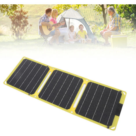 Panneau Solaire Portable 30W Mono-Cristallin Pliable Ultrafin pour Camping avec Double Type-C Charge Rapide pour Smartphone et Ordinateur - Jaune Fluorescent-AUTRES (1/5)