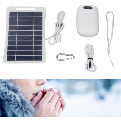 Panneau Solaire 5V Chargeur Portable pour Extérieur avec Fonction de Réchauffement des Mains et Port USB pour Téléphones (1/5)
