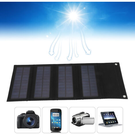Panneau Solaire Portable 40W 4 Plis pour Recharge Téléphones en Extérieur Compact et Léger Noir
