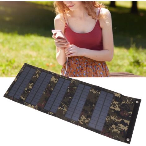 Pochette Solaire Portable 50W 5 Plis pour Recharge Téléphones Mini en Plein Air - Camouflage (1/5)