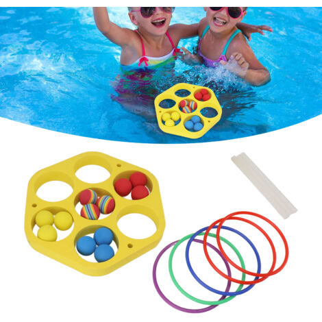 Jeu de Plongée Flottant EVA avec Anneaux et Billes en Mousse Colorées pour Piscine - Kit Complet de 12 Billes 12 Anneaux 3 Piquets et 1 Cible (1/5)