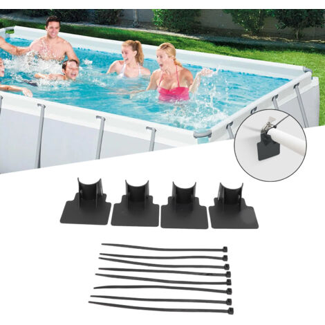 Support de Tuyau de Piscine en Noir - Lot de 4 Pièces - Édition Économique-AUTRES (1/5)
