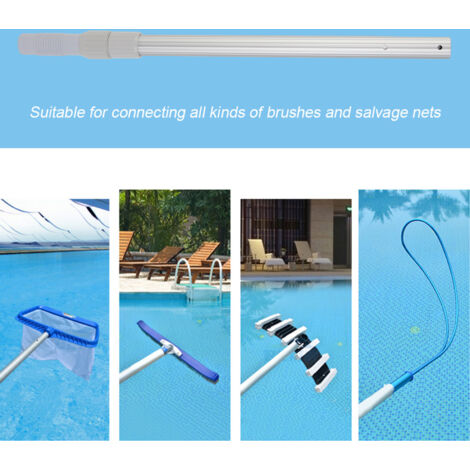 Tige de sauvetage en aluminium pour piscine avec filet rétractable - 1 mètre total (2 sections de 0.5 mètres) (1/5)