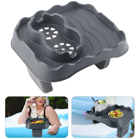 Porte-Gobelets de Piscine Gonflable Plateau Régulable Anti-Dérapant pour Spa Gris