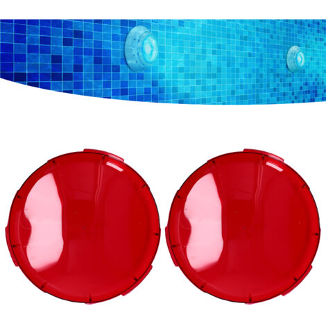 2 Pièces de Couvertures de Lentille pour Piscine 19CM Rouge Transparent (1/5)