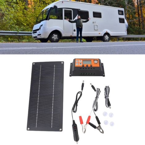 Panneau Solaire 60W Kit avec Chargeur Contrôleur 100A pour Véhicules Caravanes Camping-Cars