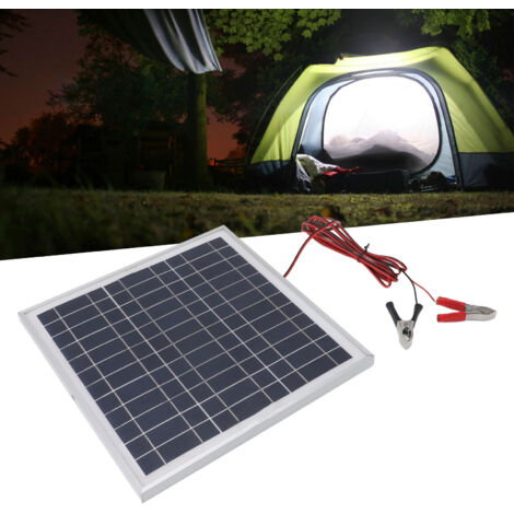 Panneau Solaire 50W Cadre en Aluminium avec Câbles DC 18V 3m Pinces Crocodile Rouge et Noires pour Camping Charge Batterie-AUTRES (1/5)