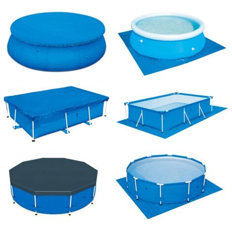 Couverture de Piscine Ronde en PE Tissé Étanche Anti-Poussière Diamètre 335CM (1/5)