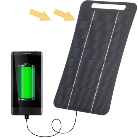 Panneau Solaire Portable 5V 5W avec Poignée USB pour Charge d'Urgence - Noir AUTRES (1/5)
