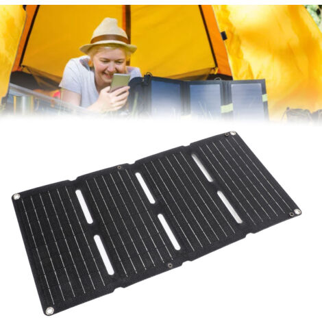 Panneau Solaire Pliable 80W 4 Plis ETFE 12V et 5V Mono-Cristallin avec Charge Rapide QC Double USB Régulateur de Tension