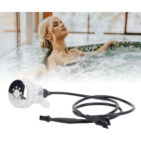 Pommeau de Spa à Bulles avec Éclairage LED 40mm 9 trous Transparent Accessoire de Baignoire 12V