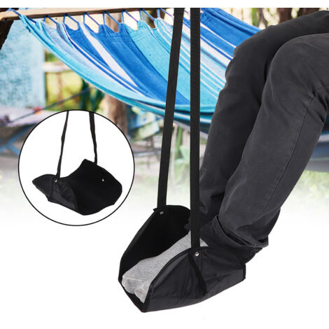 Hamac de Jardin avec Support Pieds Repos pour Extérieur Noir (1/5)