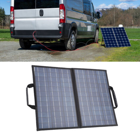 Panneau Solaire Portable 80W Poly cristallin avec Luxmètre, Chargeur USB Double Sortie pour Ordinateur Portable, Support et Poignée (1/5)