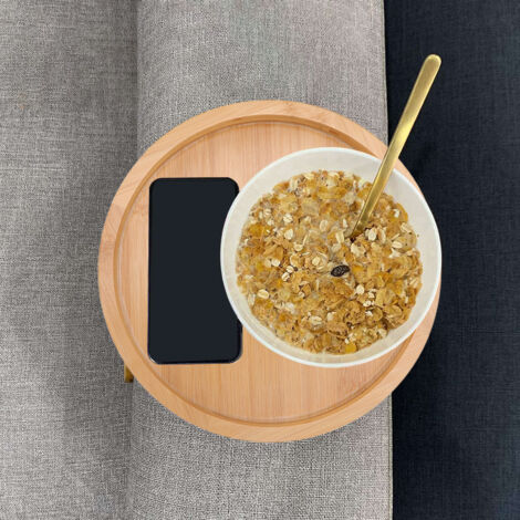 Plateau de Canapé en Bambou Naturel Pratique pour Télécommandes Café et Collations Support de Bras de Canapé (1/5)