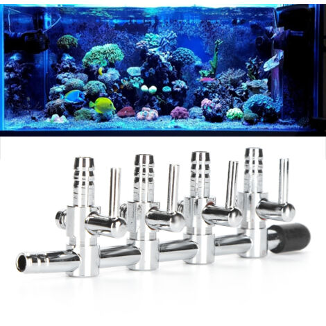 Distributeur de Tuyaux en Acier Inoxydable pour Aquarium Régulateur d'Air à 4 Têtes pour Pompe à Oxygène