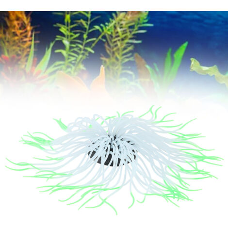 Décoration Aquarium Paysage Artificiel Grand Anémone Lumineuse Nuit Vert (1/5)