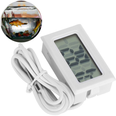 Thermomètre Électronique Numérique Intérieur Extérieur avec Sonde Étanche pour Aquarium Blanc - Livré avec Piles (1/5)