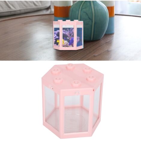 Aquarium Hexagonal avec Intérieur Rose Résistant-AUTRES