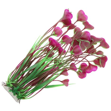 Décoration Aquarium Herbe Artificielle en Plastique Couleur Vin Rouge (1/5)